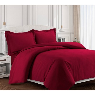 2pc Twin Valencia Microfiber Oversized Duvet Cover Set Deep Red ...