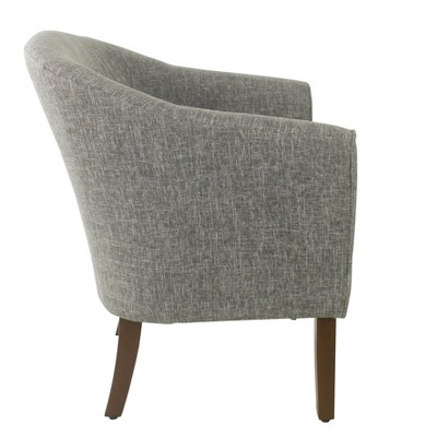 Gray Faux Leather Barrel Accent Chair with Wood Legs