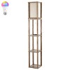 63.5" 3-Shelf Etagere Rustic Wooden LED Floor Lamp with Pull-Chain USB Charging Port Smart Bulb Brown (Includes LED Light Bulb) - JONATHAN Y - image 2 of 4