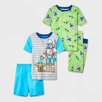 Boys' Disney Star Wars: The Mandalorian 4pc Pajama Set - Blue/Green