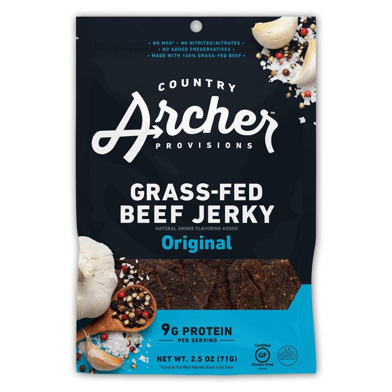 Country Archer All Natural Grass Fed Original Beef Jerky - 2.5oz, 1 of 7