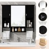 Vynxaria 35" x 28" Modern Wall-Mounted Bathroom Storage Cabinet with Mirror and Towel Bar, Perfect for Stylish Organization and Space-Saving Solutions - 3 of 4