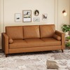 81" Leather Sofa for Living Room, Mid-Century Modern Couch with Deep Seats, Brown Faux Leather Couch, 3 Seat Sofa with Removable Cover for Apartment - 4 of 4