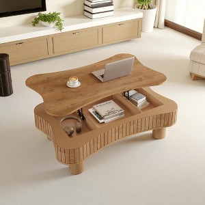 Mshliw 42" Lift Top Coffee Table with Fluted Panels, Hidden Storage, Rounded Corners, for Living Room or Dining Room - 1 of 4