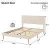 Queen Size Bed Frame with Velvet Upholstered Headboard, Platform Bed with Solid Wood Slats Support - 2 of 4