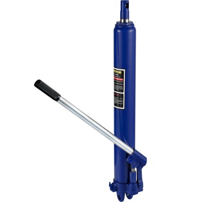 Yukimo 8-Ton Hydraulic Long Ram Jack, Blue, with Single Piston Pump and Clevis Base