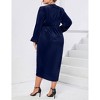 Coolmee Plus Size Maxi Dresses for Curvy Women Casual V Neck Wrap Bodycon Lantern Long Sleeve Criss Cross Pleated Long Dress - 4 of 4