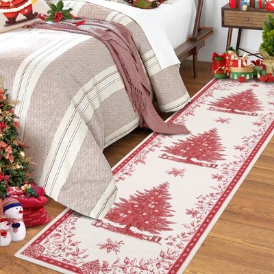 Christmas Rug for Living Room, Washable Non-Slip Bedroom Area Rugs, Soft Low Pile Carpet for Bedroom, Living Room, Entryway, Laundry