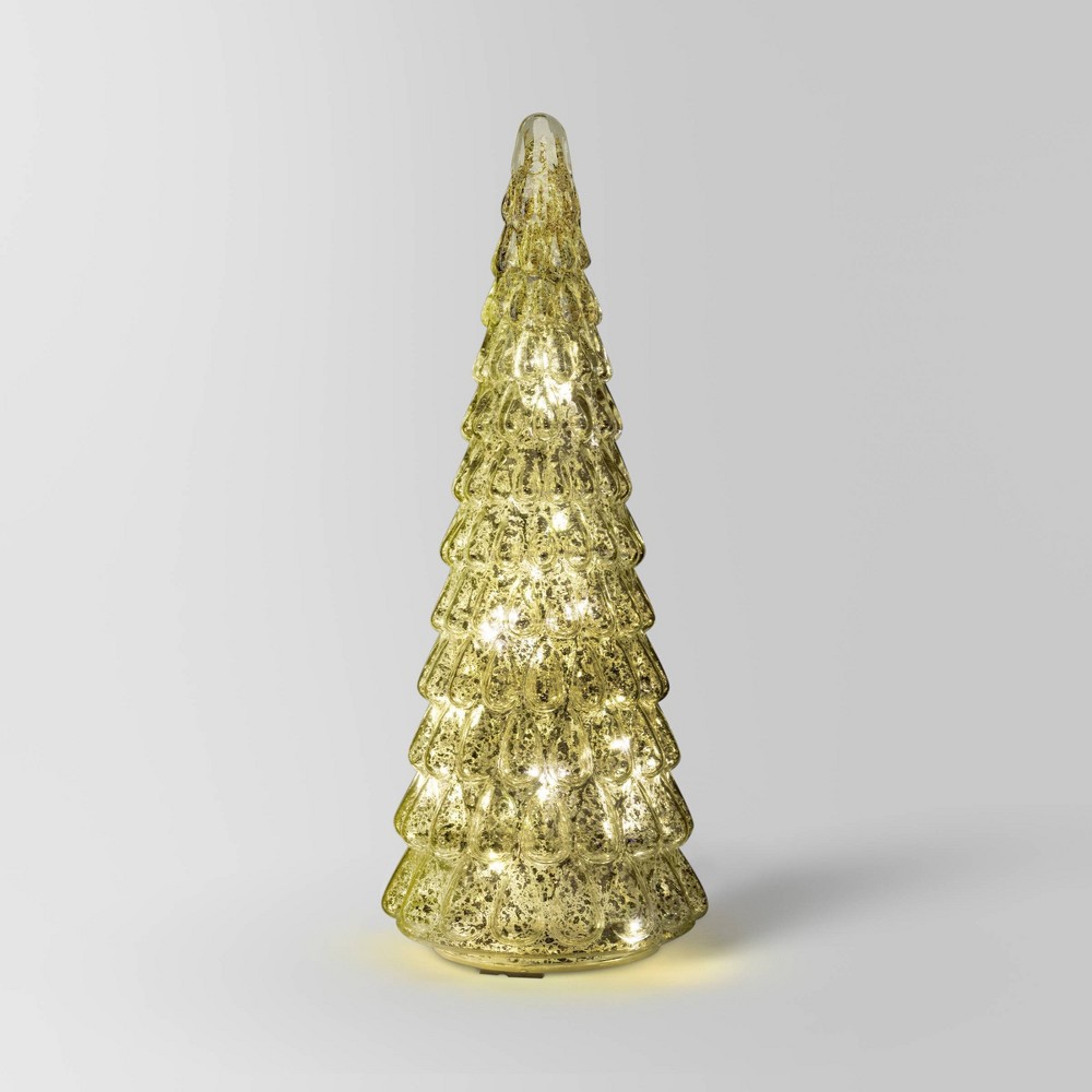 15" Christmas Mercury Glass Tiered Classic Tree Decor Silver - Wondershop™