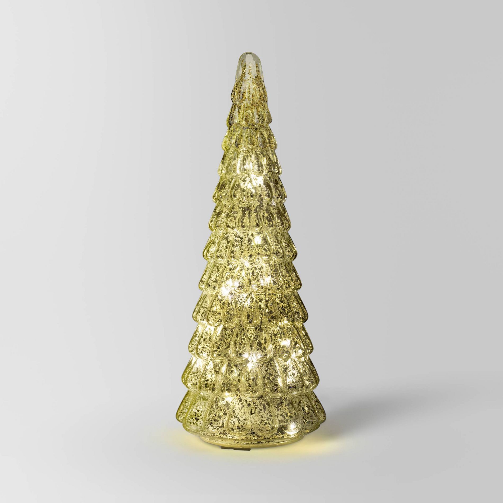 15" Christmas Mercury Glass Tiered Classic Tree Decor Silver - Wondershop™