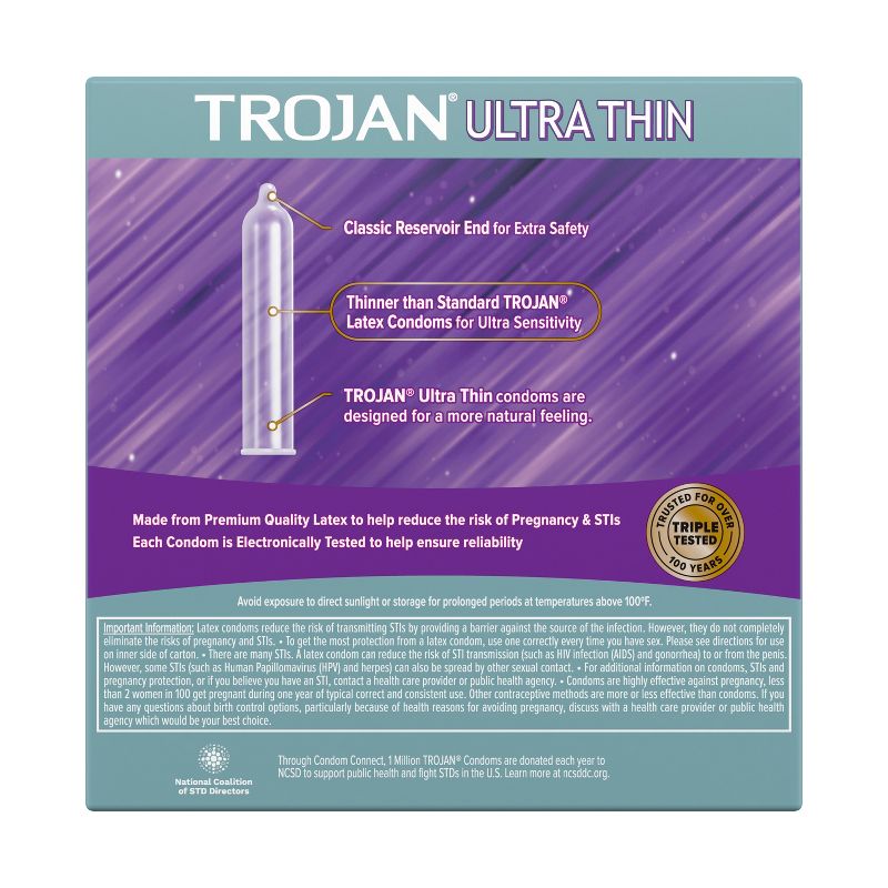 Trojan Ultra Thin for Ultra- Sensitivity Lubricated Condoms - 36ct, 3 of 12