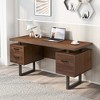 59”W Office Desk Computer Desk Writing Study Table with Drawers, Brown-ModernLuxe - 2 of 4