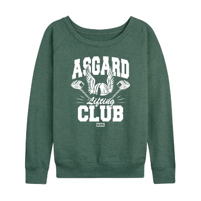 Women's - Marvel - Thor Asgard Lift Club Lightweight French Terry Wide Neck Long Sleeve Shirt