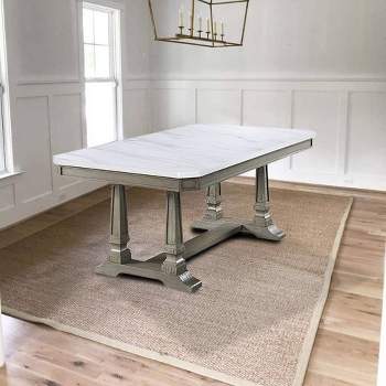 71" Zumala Dining Table Marble/Weathered Oak Finish - Acme Furniture