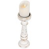 Northlight Wooden Spindle Pillar Candle Holder - 12" - Antique White - 3 of 4