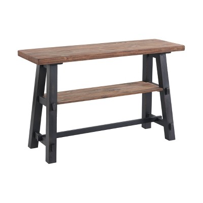 Adam 51'' Distressed Black Solid Wood Console Table with Shelf