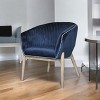 HomeRoots 28" Blue And Brown Velvet Arm Chair - 2 of 4