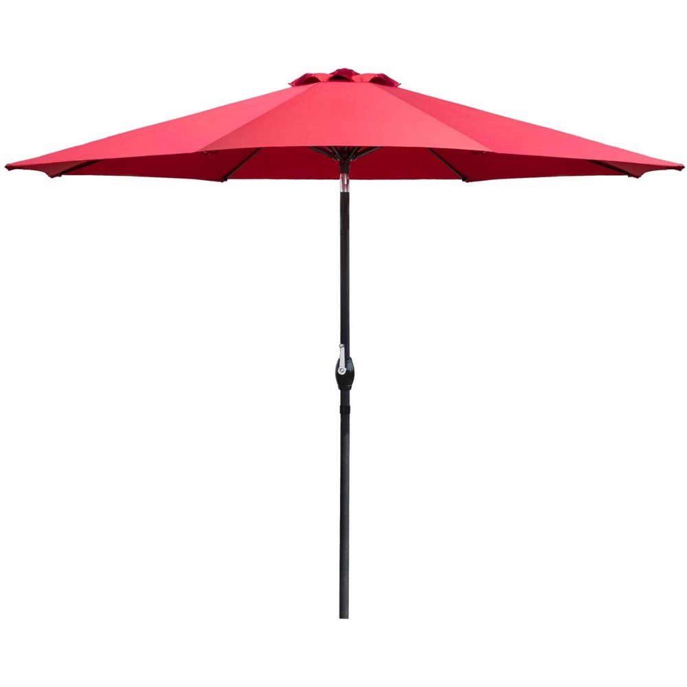 Photos - Parasol 9' x 9' Outdoor Market Patio Umbrella with Push Button Tilt Red - Devoko