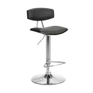 Erik Adjustable Swivel Barstool: Mid-Century, Faux Leather, Armen Living - Chrome & Black Accents - 1 of 4