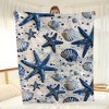 1pc Coastal Series Flannel Blanket with Starfish and Pattern, Sofa Accessory, Nautical Theme, Home Decor, Christmas Gifts. - 4 of 4