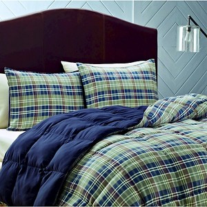 Eddie Bauer Rugged Plaid Comforter Mini Set - Navy (King), Blue