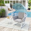Aluminum Patio Rocking Egg Chair with Folding Canopy - Blue/Gray/White - Crestlive Products: Outdoor Rocker, Water-Repellent - 2 of 4