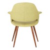 Livingston Mid-Century Dining Chair Walnut/Green - Armen Living: Polyester Upholstery, Wood Frame, Armless Design - 3 of 4