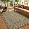 Indoor Modern Geometric Bordered Large Living Room Rugs, Washable Non Slip Throw Carpet for Bedroom, Soft Stain Resistant Floor Cover for Dining Room - 3 of 4
