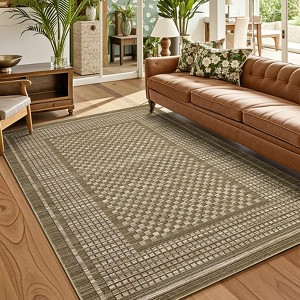 5x7 Washable Farmhouse Braided Print Rug - Non-Slip Soft Polyester Carpet, Modern Stain Resistant Rug for Living Room Bedroom Dining Room - 1 of 4