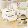 Resenkos Contemporary Side Table - 3D Geometric Patterns + Spacious Drawers, Multifunctional Nightstand for Bedroom & Living Room, White - 2 of 4