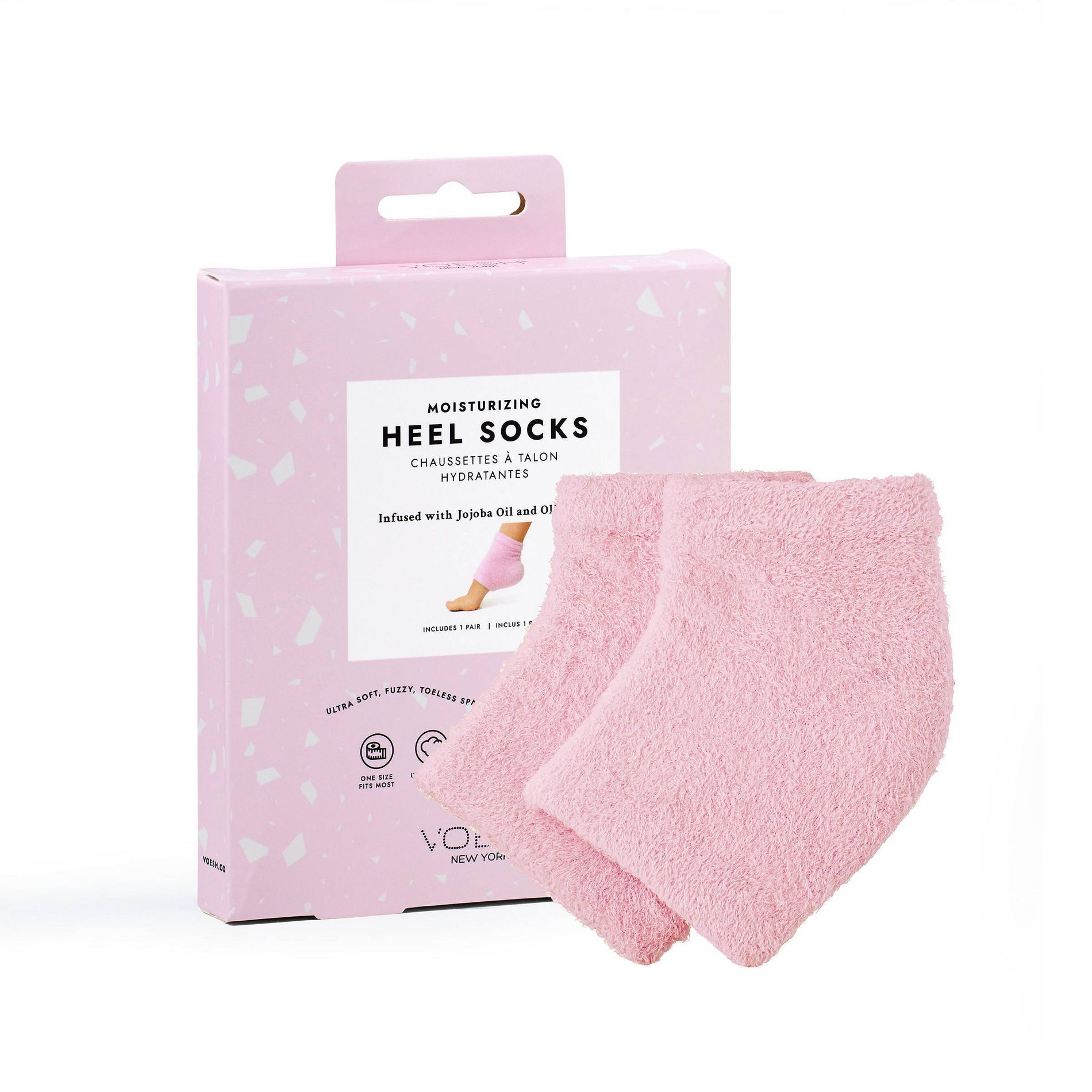 VOESH New York Moisturizing Heel Socks Pink