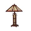 Chloe Lighting Anton Tiffany-Style 3 Light Mission Double Lit Wooden Table Lamp 15" Shade - 2 of 2