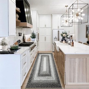 Washable Modern Braided Printed Rug Non Slip Low Pile Rug Soft Contemporary Throw Floor Cover Foldable Indoor Carpet for Living Room Bedroom - 1 of 4