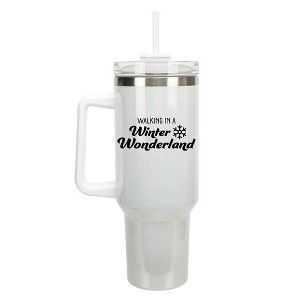 100 North Walking In A Winter Wonderland Snowflake Wrap-Around 40 Oz. Stainless Steel Water Bottle Coffee Mug, Spill & Leak Resistant, Travel Tumbler - 1 of 4