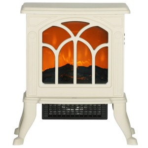 ChicFurnit Indoor Fireplaces 18" Freestanding Fireplace Fireplace Heater with Realistic Flames for Indoor Living Room, Beige, 14.8"*9"*17.3" - 1 of 4