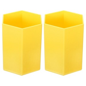 Unique Bargains Hexagon Plastic Pencil Pen Makeup Brush Holder Desktop Organizer 2 Pcs - 1 of 4