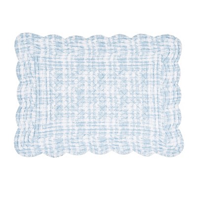 Meraki Island Quilted Reversible Blue Cotton Coastal Placemats Set of 6