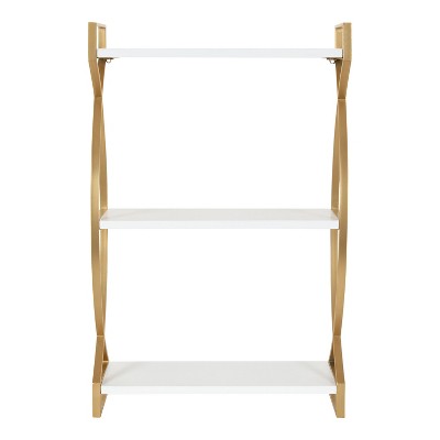 Kate and Laurel Arietta Rectangle MDF Accent Shelf, 18x7x28, Gold and White