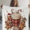 Vintage Gingerbread Man and Hot Chocolate Print Christmas Throw Blanket, Comfortable Soft Cozy for Couch Bed Office Travel. - 3 of 4