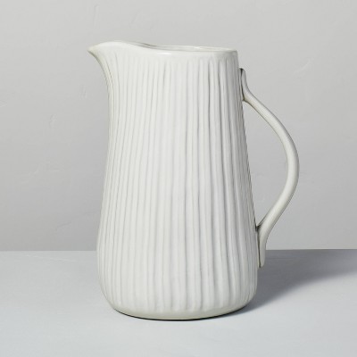 81oz Fluted Stoneware Pitcher Sour Cream - Hearth & Hand™ with Magnolia