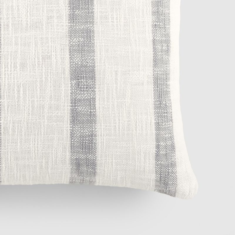 Yarn Dyed Cotton Decor Throw Pillow Cover and Pillow Insert Set in Awning Stripe Pattern - Becky Cameron, Awning Stripe Gray, 20 x 20, 6 of 15