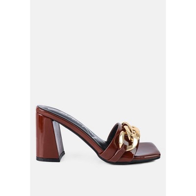 Playdoll Block Heel Sandal With Metal Chain Women Detail