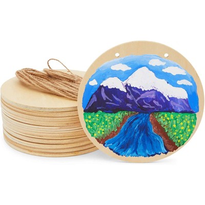 Bright Creations 12 Pack Round Unfinished Wood Circles Cutouts with String for Crafts (6 in)