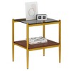 Set of 2 Rectangle End Table, Tempered Glass Tabletop with MDF layer,Brown Glass - 2 of 4
