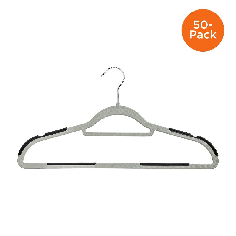 Honey-Can-Do 50pk Rubber Grip Hangers Gray and Black, 2 of 10