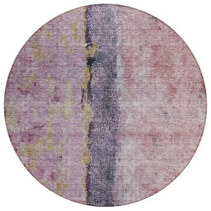 Blush Pink And Purple Abstract Washable Indoor Outdoor Area Rug - 1 of 4