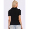 INSPIRE CHIC Women's Short Sleeve Turn Down Collar Button Up Knit Casual Tops - 3 of 4
