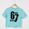 Six Seven Distressed - Women's Boxy Crop Top Graphic T-Shirt - 3 of 4