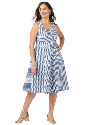 Jessica London Women's Plus Size Button Front Fit And Flare Dress : Target