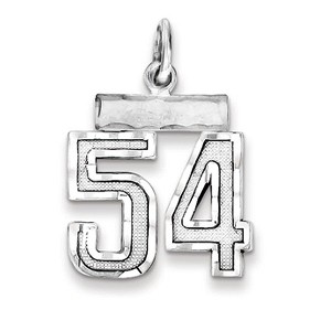 Black Bow Jewelry Sterling Silver, Varsity Collection, Small D/C Pendant, Number 54 - 1 of 4